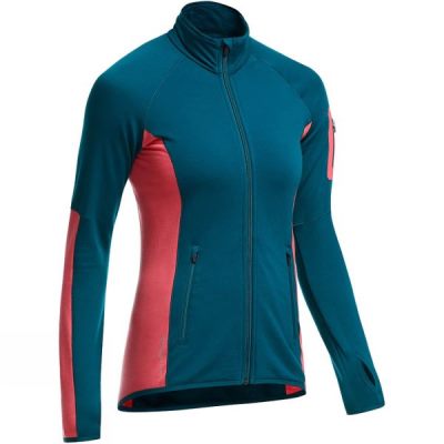 Top Icebreaker Atom Manga Larga Zip Mujer - Verde / Coral - Chile XPD783604